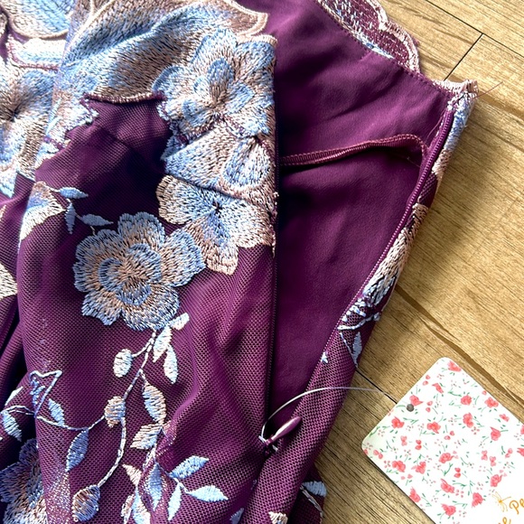 Free People NWT Rosalie Floral Embroidered One Sleeve Mini Dress, 2 - Picture 12 of 16